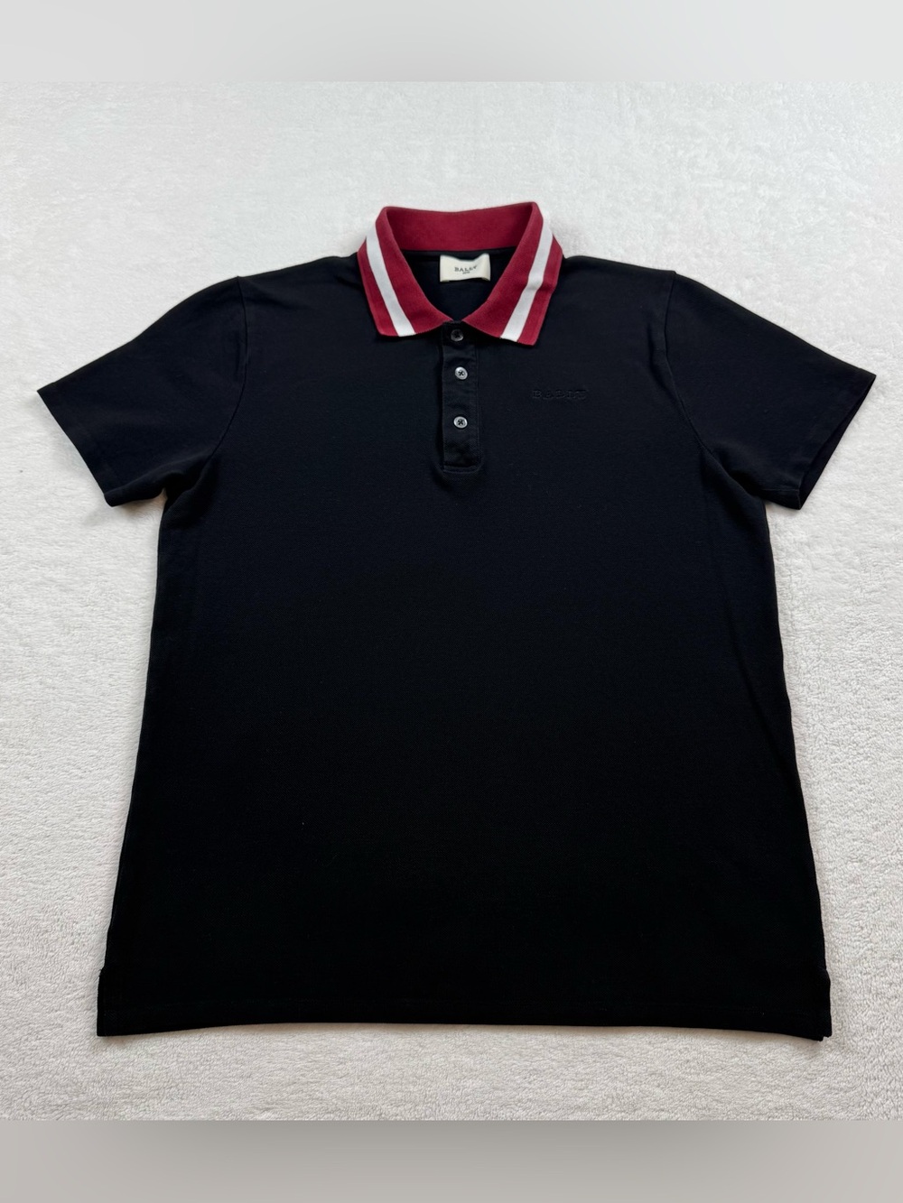 Bally 1851 heritage knit mesh polo shirt men’s size M black real mother pearl B.